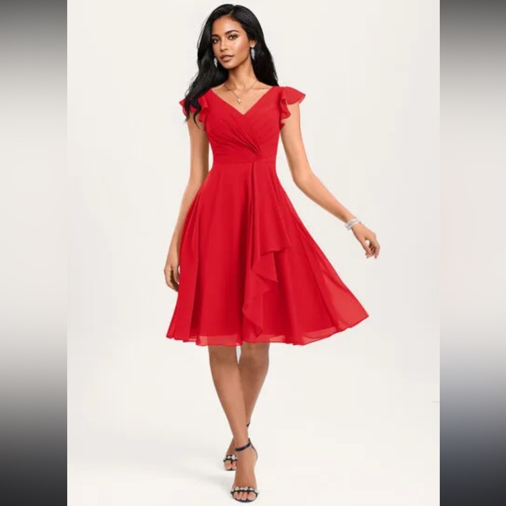 JJs House Vibrant Red Midi Dress